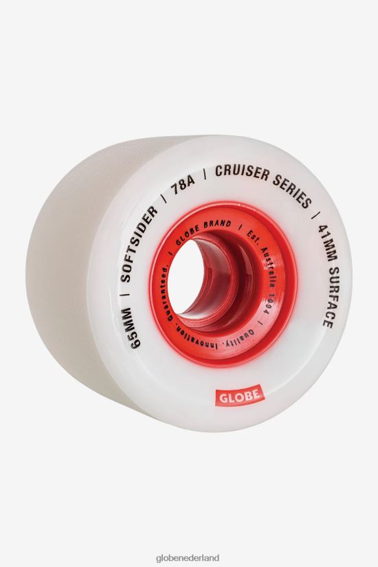 Globe Brand wit rood softsider cruiserwiel 65 mm FX80Z2257 skateboards