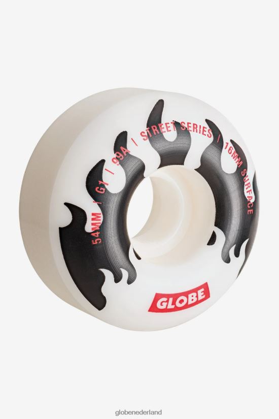 Globe Brand wit/zwart/vlammen g1 straatwiel 54 mm FX80Z2248 skateboards